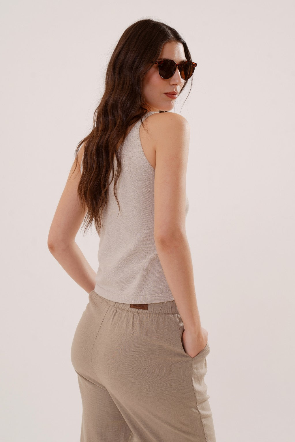 Musculosa Melanzane Tejida