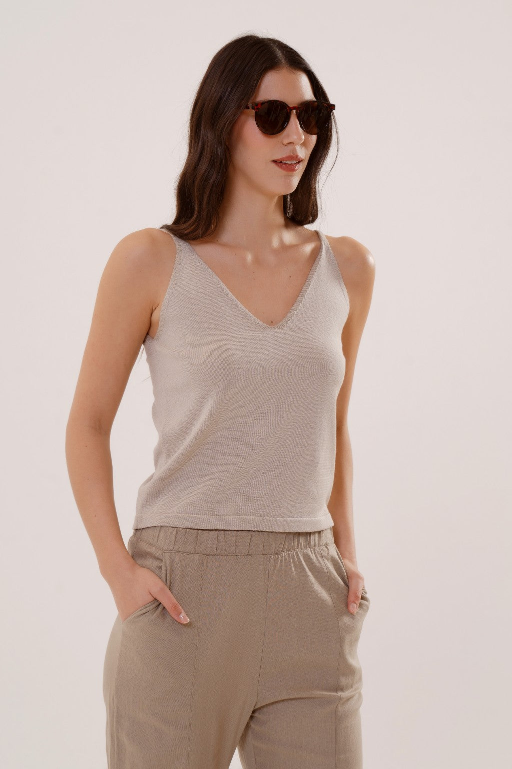 Musculosa Melanzane Tejida
