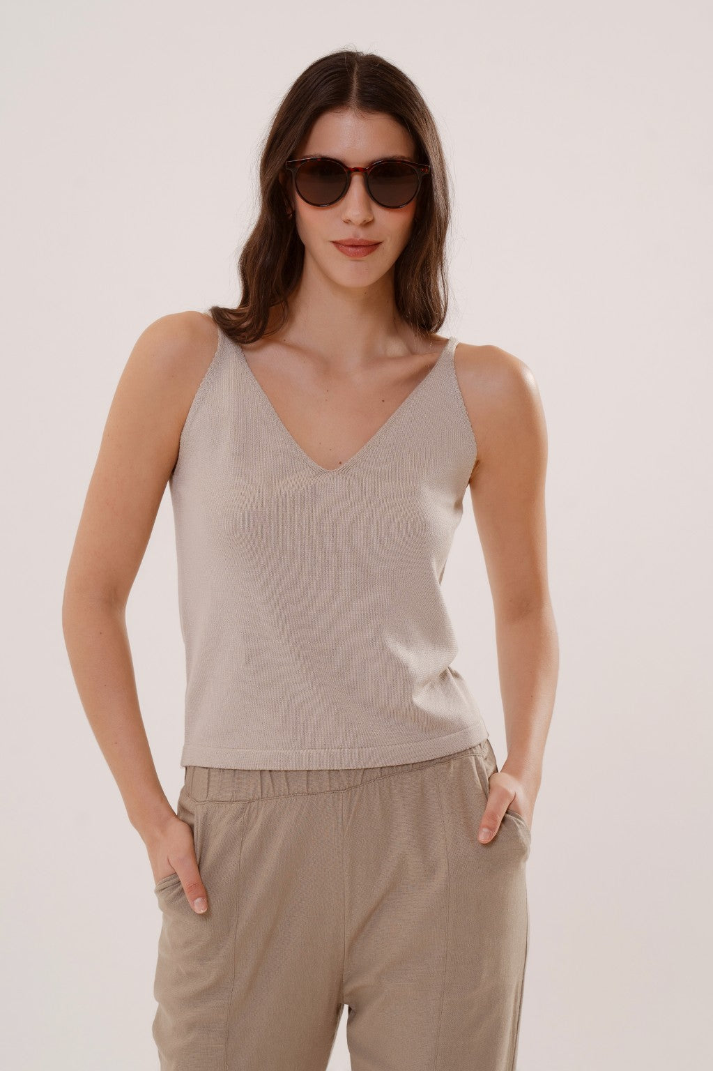 Musculosa Melanzane Tejida